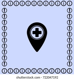 Map pointer with medicine cross vector icon