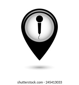Map pointer with microphone icon