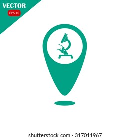 Map pointer microscope vector icon