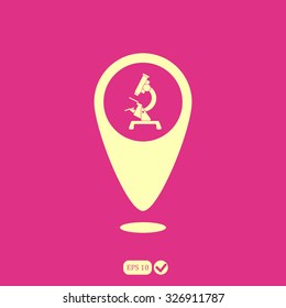 Map pointer microscope vector icon