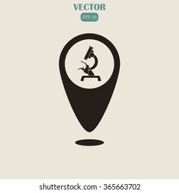 Map pointer microscope vector icon
