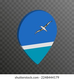 Map pointer with Midway Atoll flag. Vector illustration.
