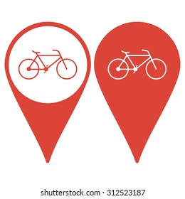 Map pointer. Minimalistic bicycle icon. Vector, EPS 10 illustration
