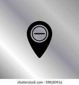 Map pointer minus sign icon, cursor of removing vector illustration