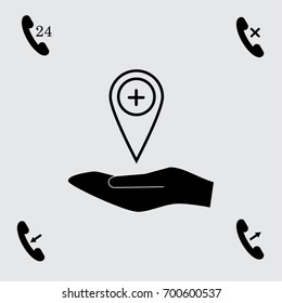 Map pointer with minus sign vector icon