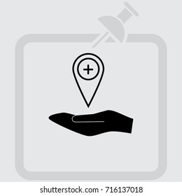 Map pointer with minus sign vector icon