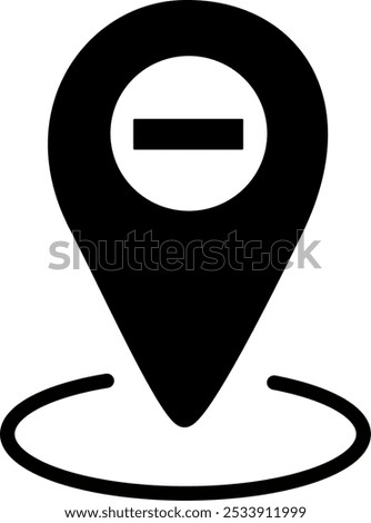 Map pointer with minus sign vector icon. Navigation pin icon. Replaceable vector design.