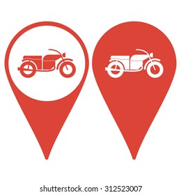Map pointer. motorcycle icon, isolated vector eps 10 illustration