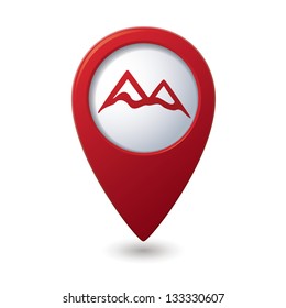 Map pointer with mountain icon. Vector illustration