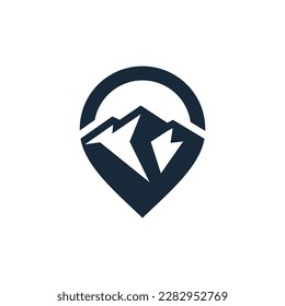 Map pointer with mountain location, Pin maps combine with summit logo	