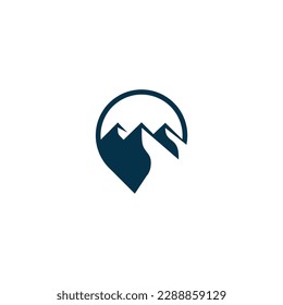 Map pointer with mountain location, Pin maps combine with summit logo