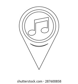 Map Pointer Music Note Icon
