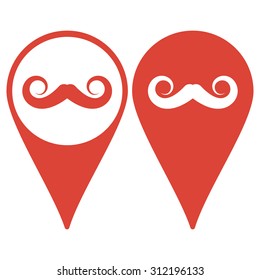 Map pointer. mustaches vector icon, Vector flat Illustration EPS