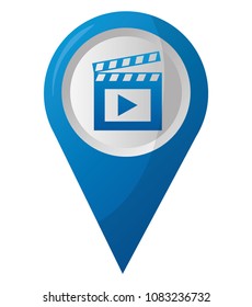 map pointer navigation with film clapperboard