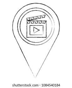 map pointer navigation with film clapperboard