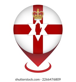 Puntero de mapa con Irlanda del Norte. Bandera de Irlanda del Norte. Ilustración vectorial.