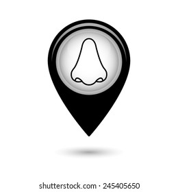 Map pointer with Nose icon