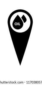 Map pointer with oil drop icon. Vector illustration