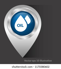 Map pointer with oil drop icon. Vector illustration