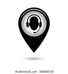 Map pointer with Operator in headset  icon