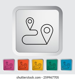 Map pointer. Outline icon on the button. Vector illustration.