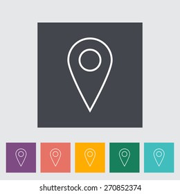 Map pointer. Outline icon on the button. Vector illustration.