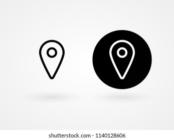 Map pointer outline icon set. Concept of GPS, location, position, navigation, direction. Vector illustration, flat design