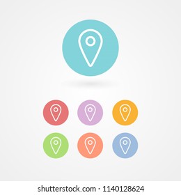 Map pointer outline icon set. Concept of GPS, location, position, navigation, direction. Vector illustration, flat design