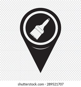 Map Pointer Paintbrush Icon