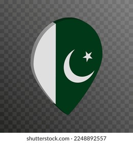 Map pointer with Pakistan flag. Vector illustration.