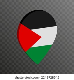 Map pointer with Palestine flag. Vector illustration.