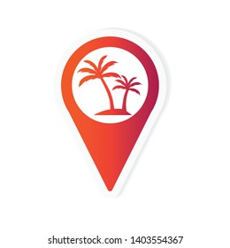 map pointer with palm tree icon- vector illustration