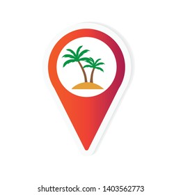 map pointer with palm tree icon- vector illustration