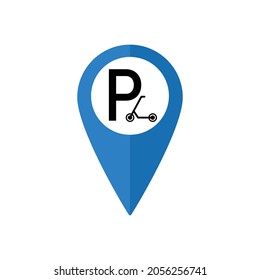  map pointer with parking for Kick scooter icon vector