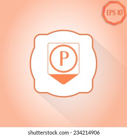 Map pointer - parking sign. Flat design style. Made in vector illustration