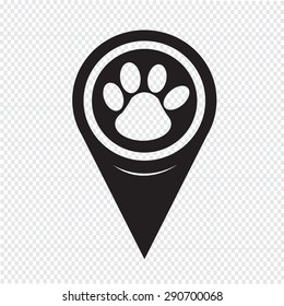 Map Pointer Paw Print Icon