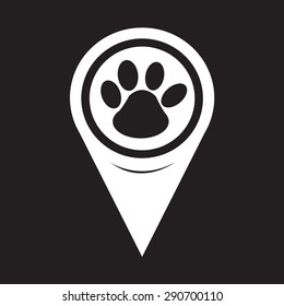Map Pointer Paw Print Icon