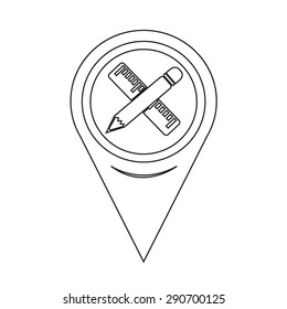 Map Pointer Pencil With Ruler Icon