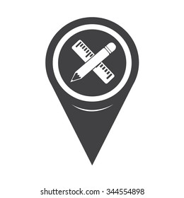 Map Pointer Pencil with ruler icon