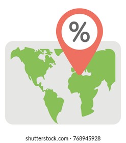 
Map pointer with percent symbol 
