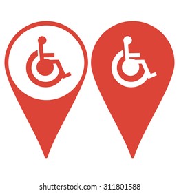 Map pointer. Person with a disability flat Simple Icon - isolated. Flat design style