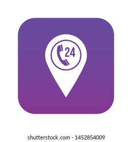 Map pointer with phone handset sign icon digital purple for any design isolated on white vector illustration