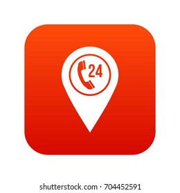 Map pointer with phone handset sign icon digital red for any design isolated on white vector illustration