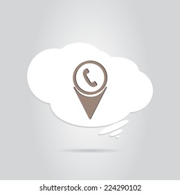 Map pointer with phone icon. Made in vector