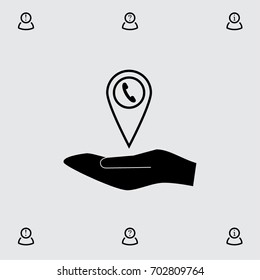 Map pointer with phone vector icon