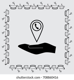 Map pointer with phone vector icon