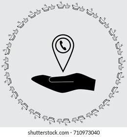 Map pointer with phone vector icon