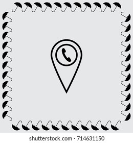 Map pointer with phone vector icon