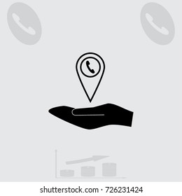 Map pointer with phone vector icon