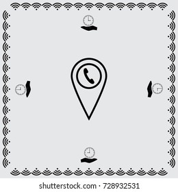 Map pointer with phone vector icon